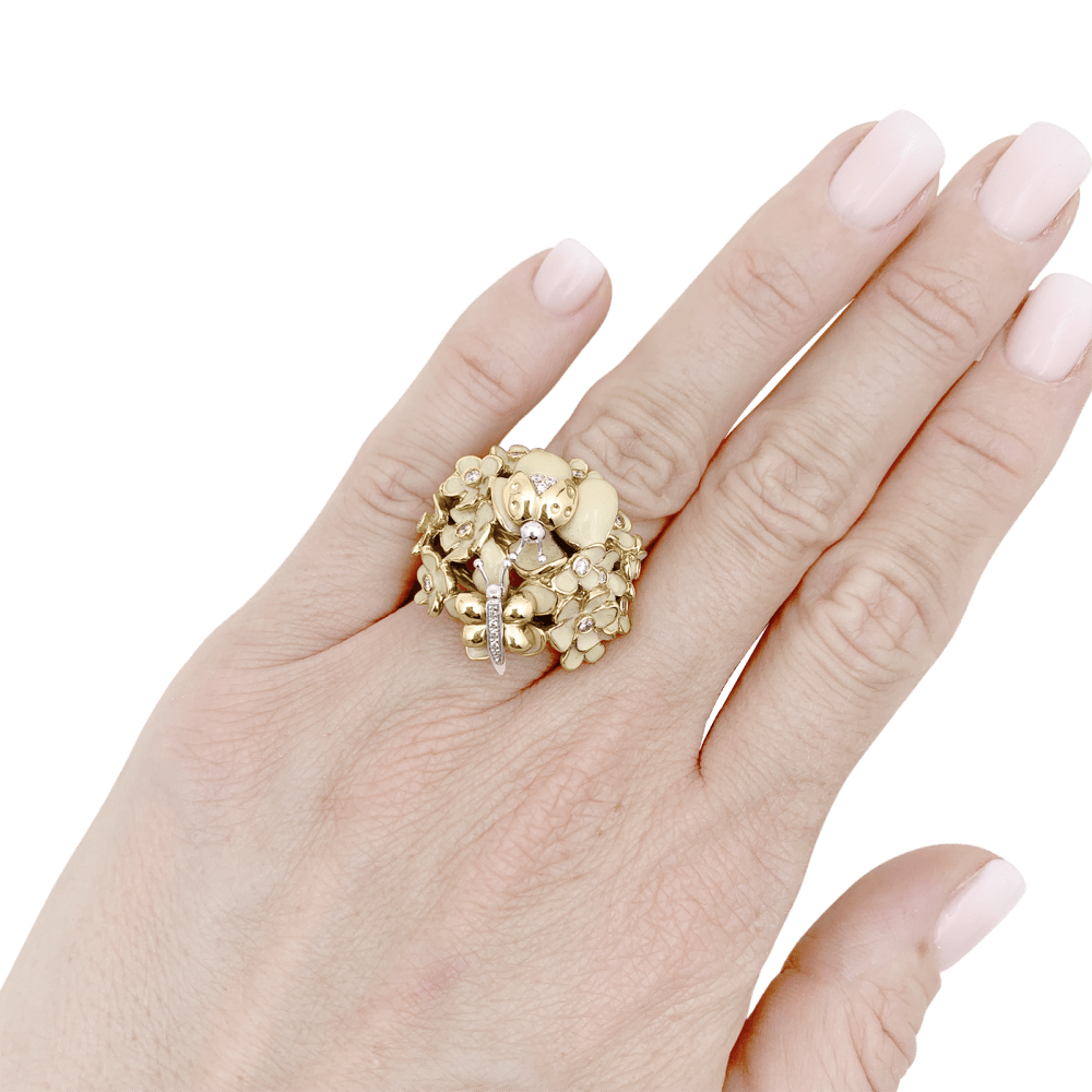 Bague Cocktail ROBERTO COIN en or blanc, or rose, émail et diamants - Castafiore