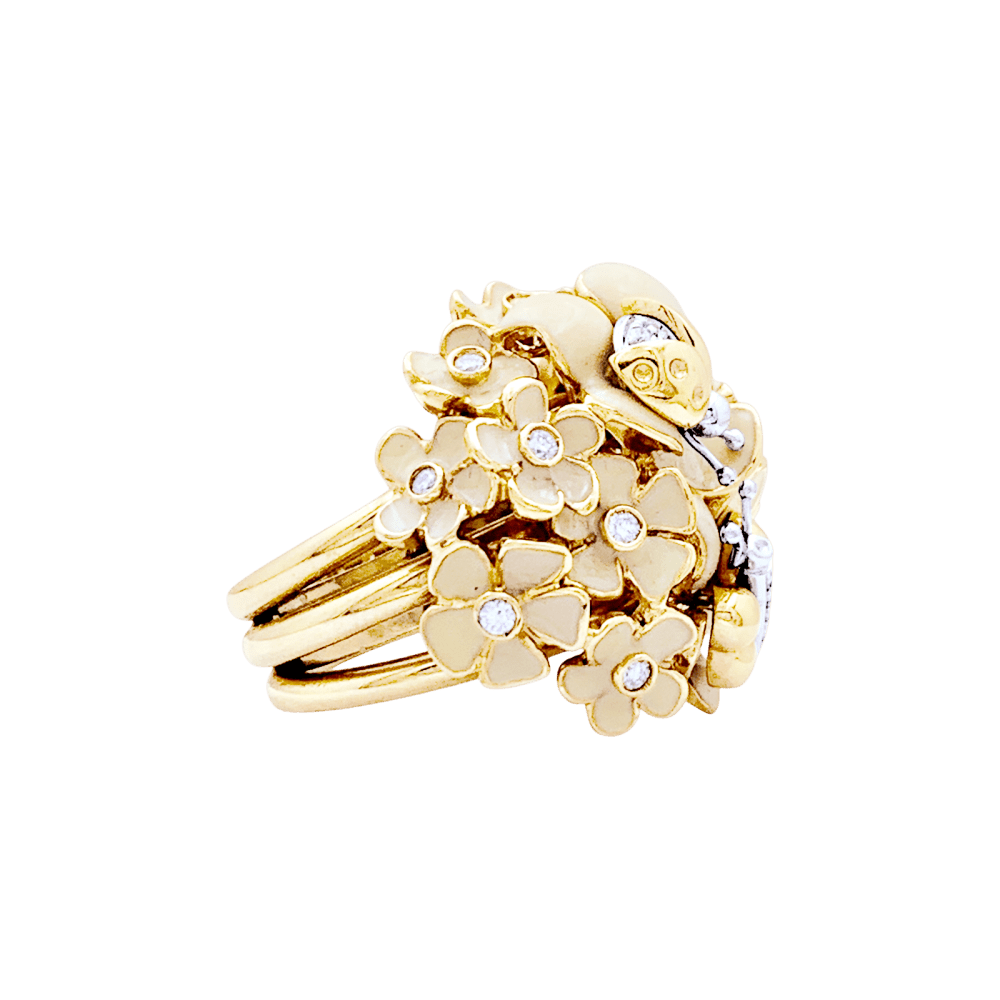 Bague Cocktail ROBERTO COIN en or blanc, or rose, émail et diamants - Castafiore