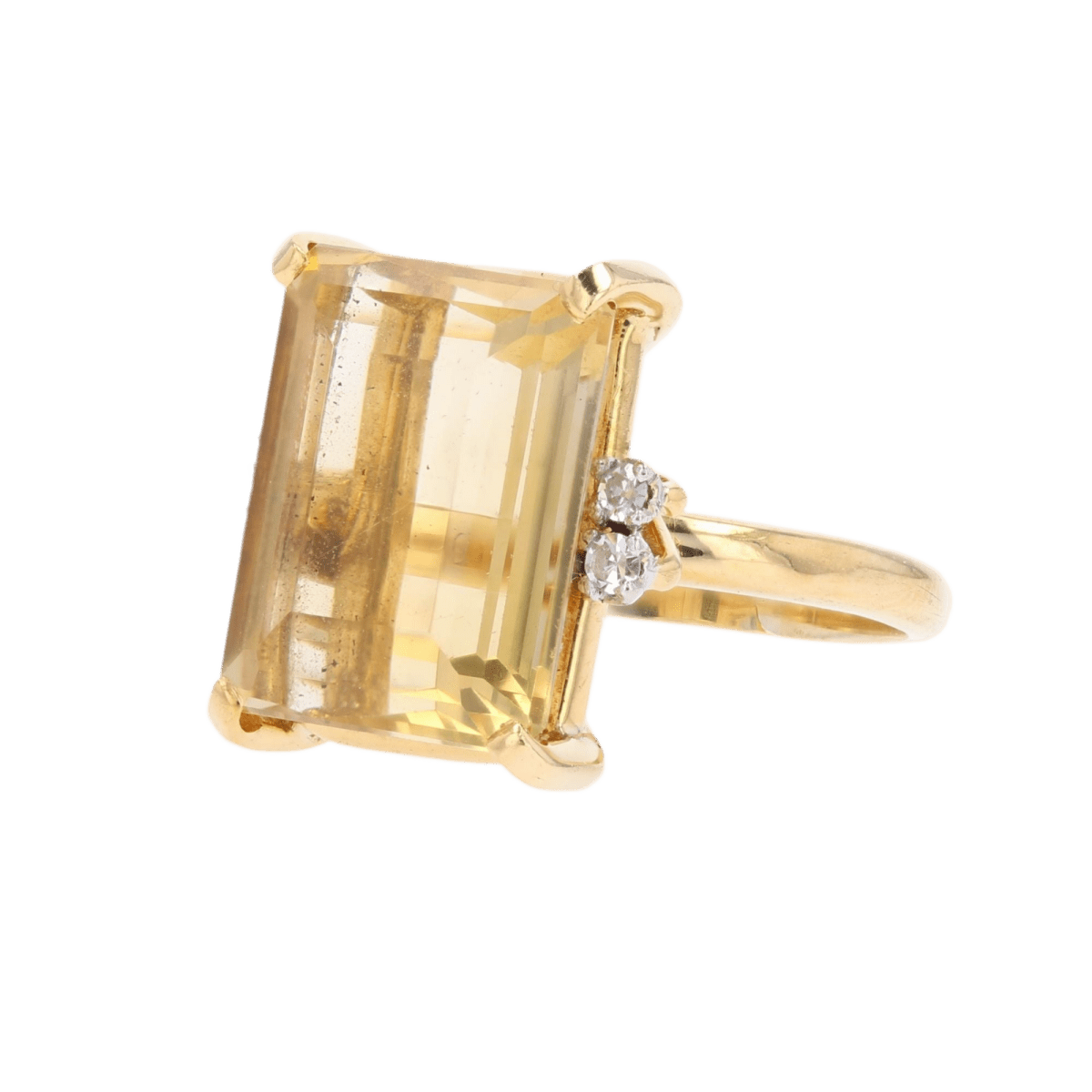 Bague Cocktail STERN en or jaune, platine, citrine et diamants - Castafiore
