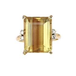 Bague Cocktail STERN en or jaune, platine, citrine et diamants - Castafiore