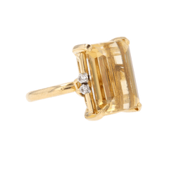 Bague Cocktail STERN en or jaune, platine, citrine et diamants - Castafiore