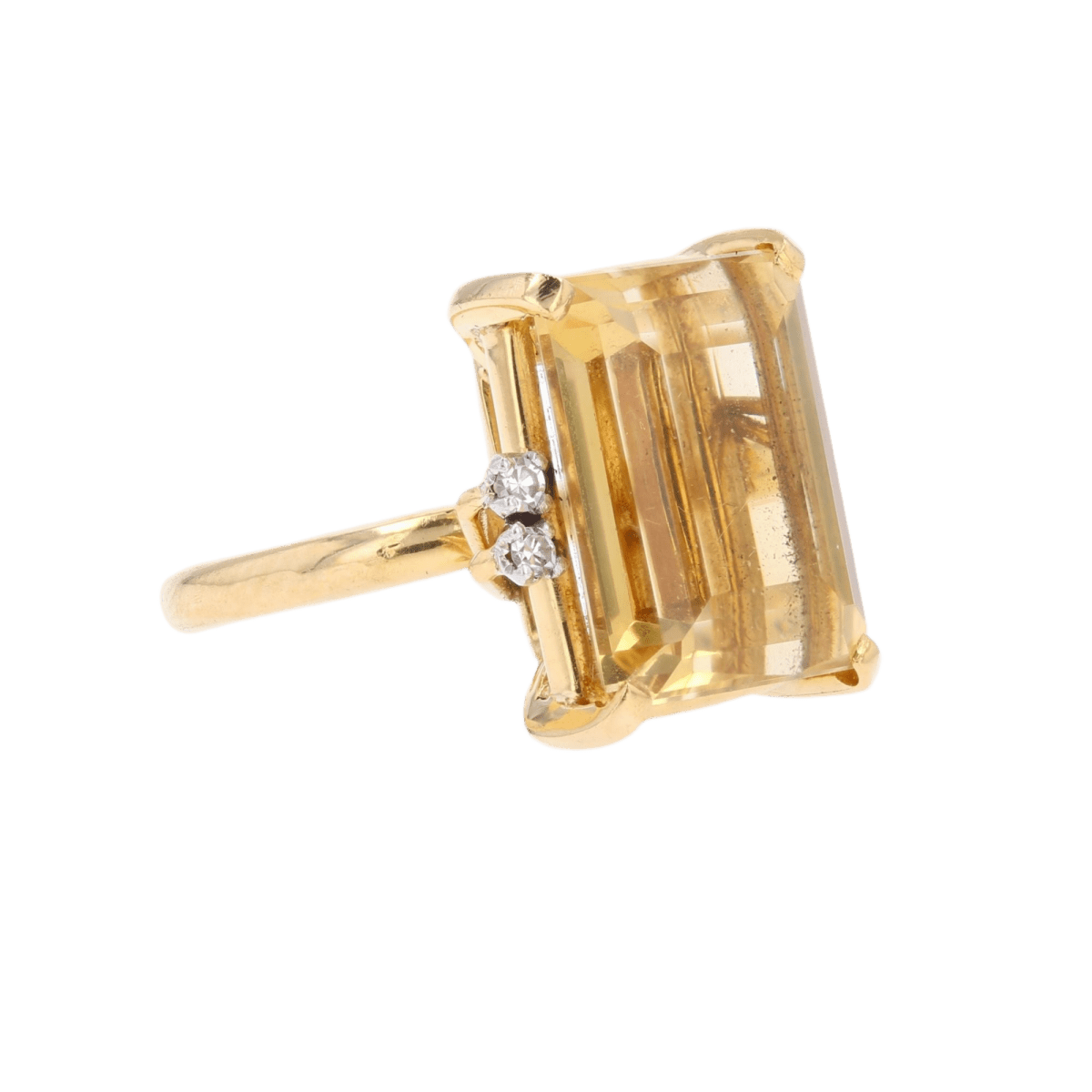 Bague Cocktail STERN en or jaune, platine, citrine et diamants - Castafiore