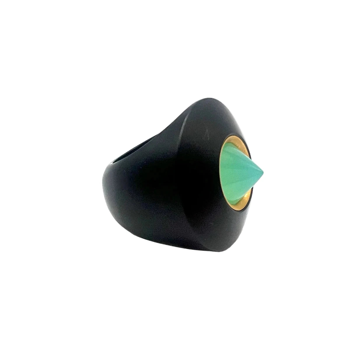 Bague Cocktail STOFFEL en or jaune, onyx et chrysoprase verte - Castafiore