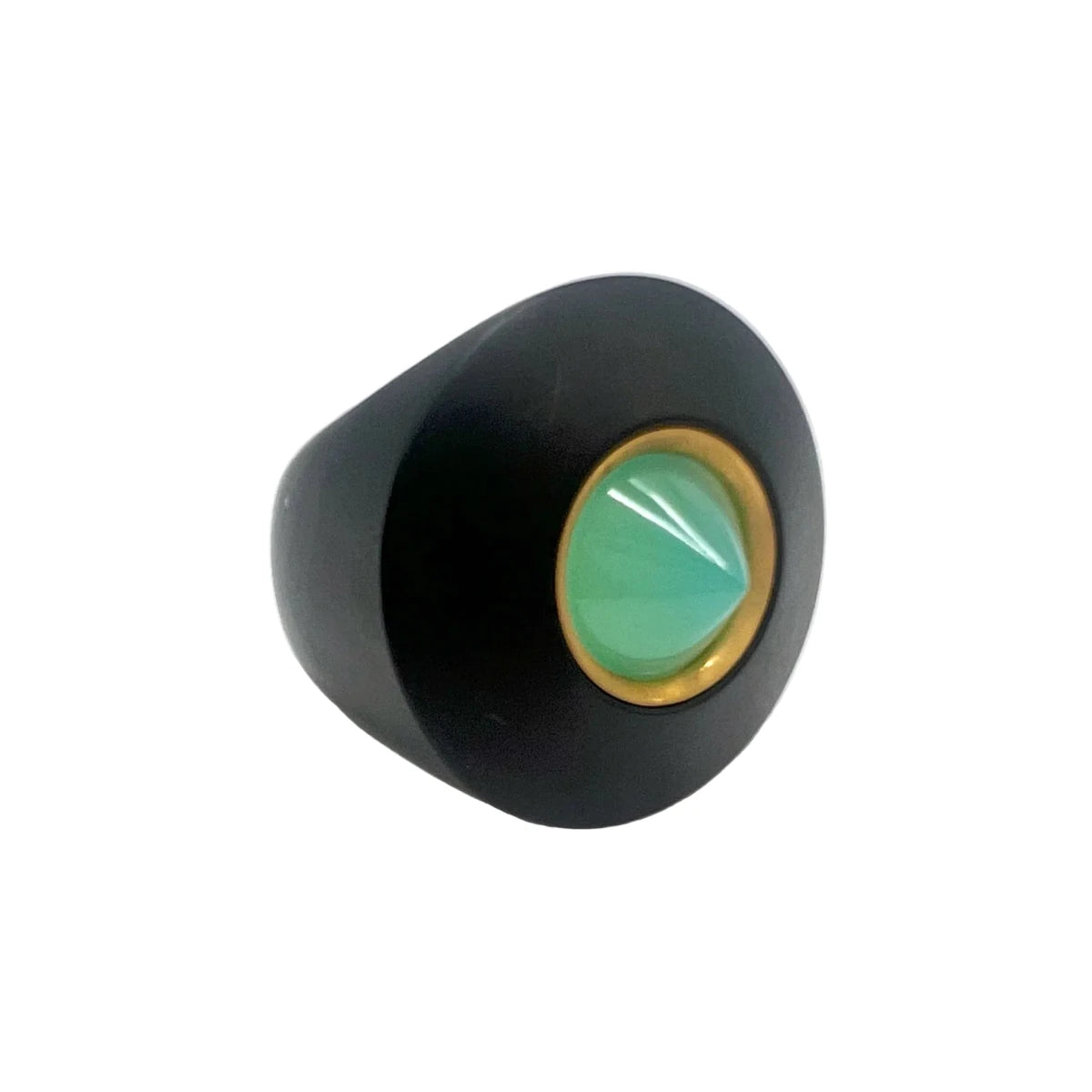 Bague Cocktail STOFFEL en or jaune, onyx et chrysoprase verte - Castafiore