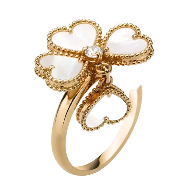 Bague Cocktail VAN CLEEF & ARPELS "Sweet Hearts" en or jaune, nacres et diamant - Castafiore