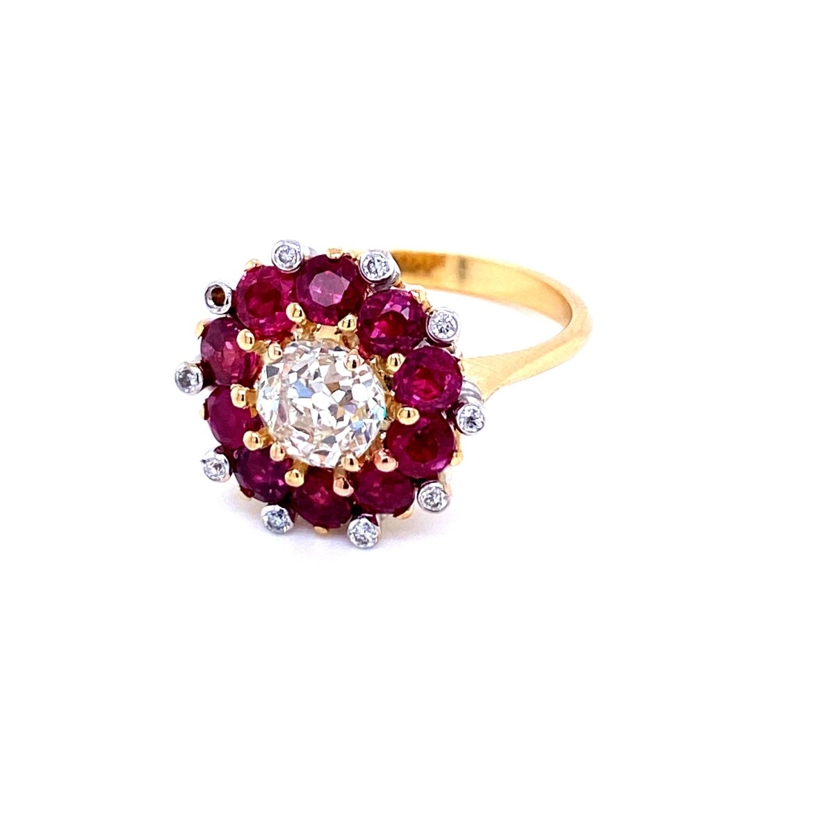 Bague cocktail vintage diamant rubis - Castafiore