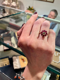 Bague cocktail vintage diamant rubis - Castafiore