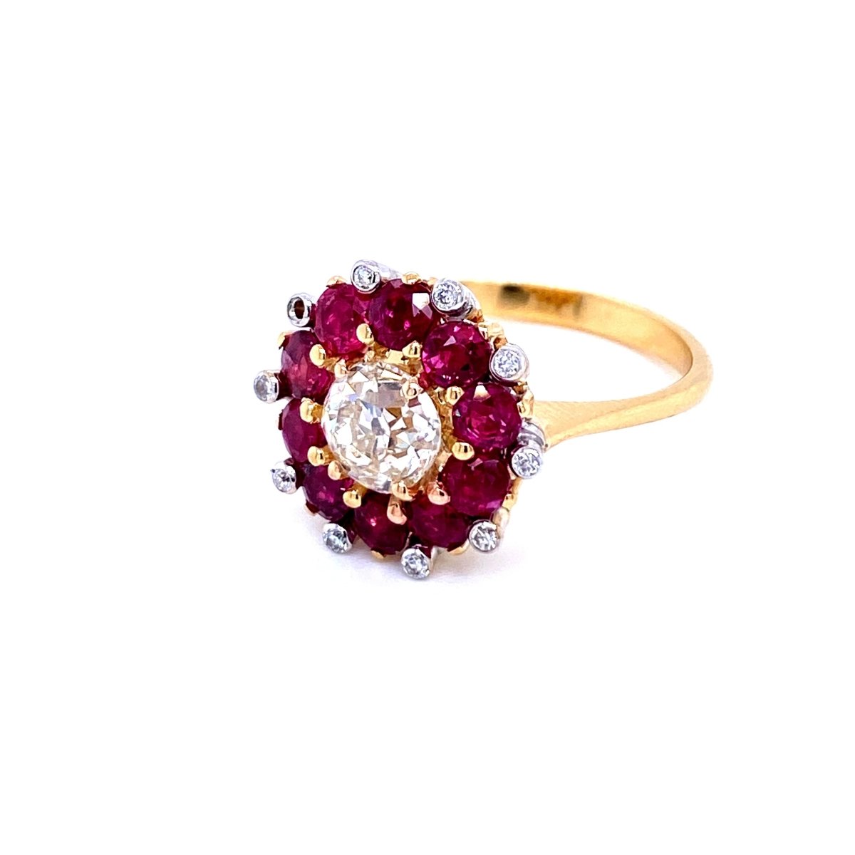 Bague cocktail vintage diamant rubis - Castafiore