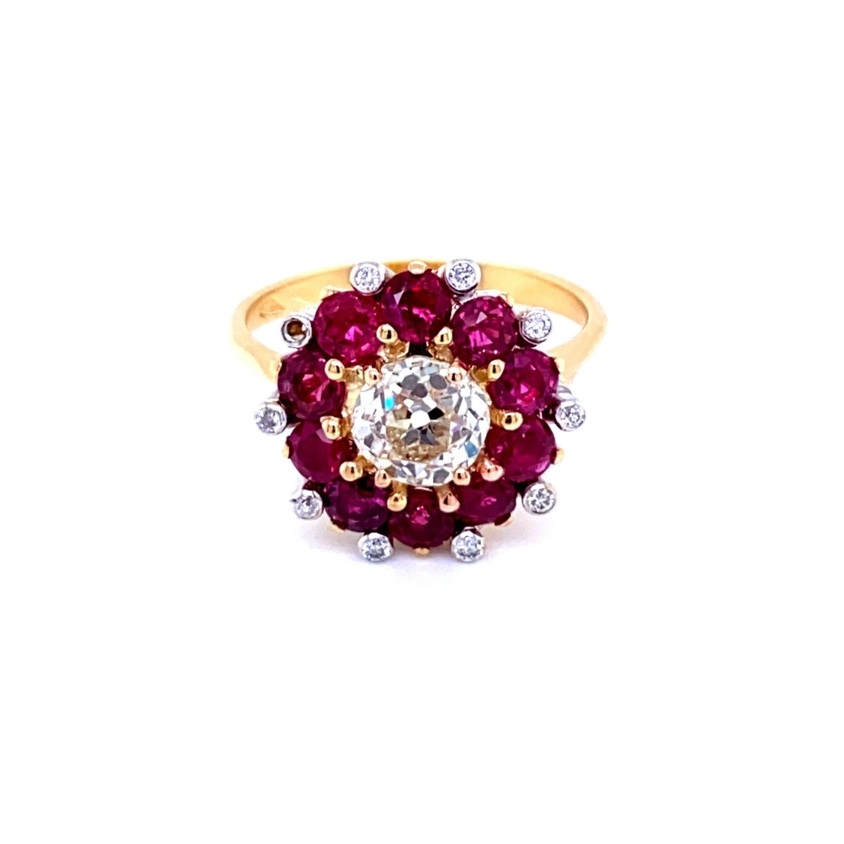 Bague cocktail vintage diamant rubis - Castafiore