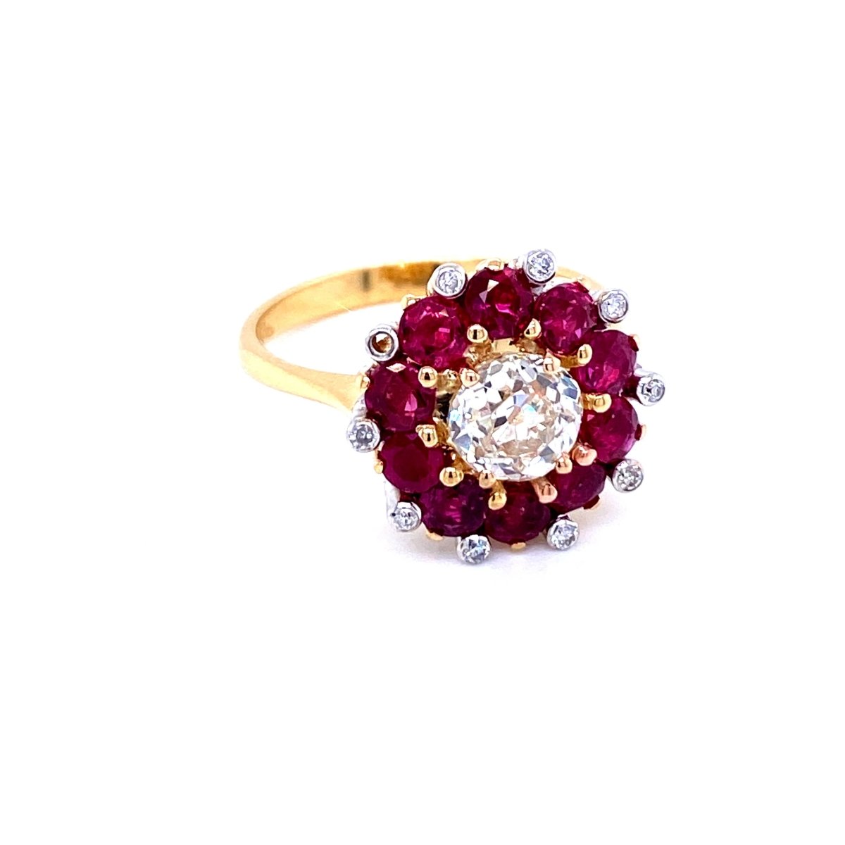 Bague cocktail vintage diamant rubis - Castafiore