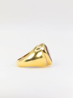 Bague cocktail vintage en or jaune et améthyste poire - Castafiore