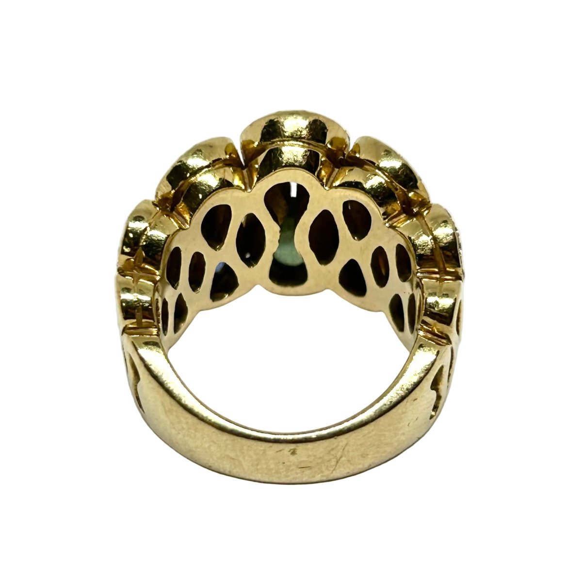 Bague Cocktail WASKOLL WAVE en or jaune, saphirs et diamants - Castafiore