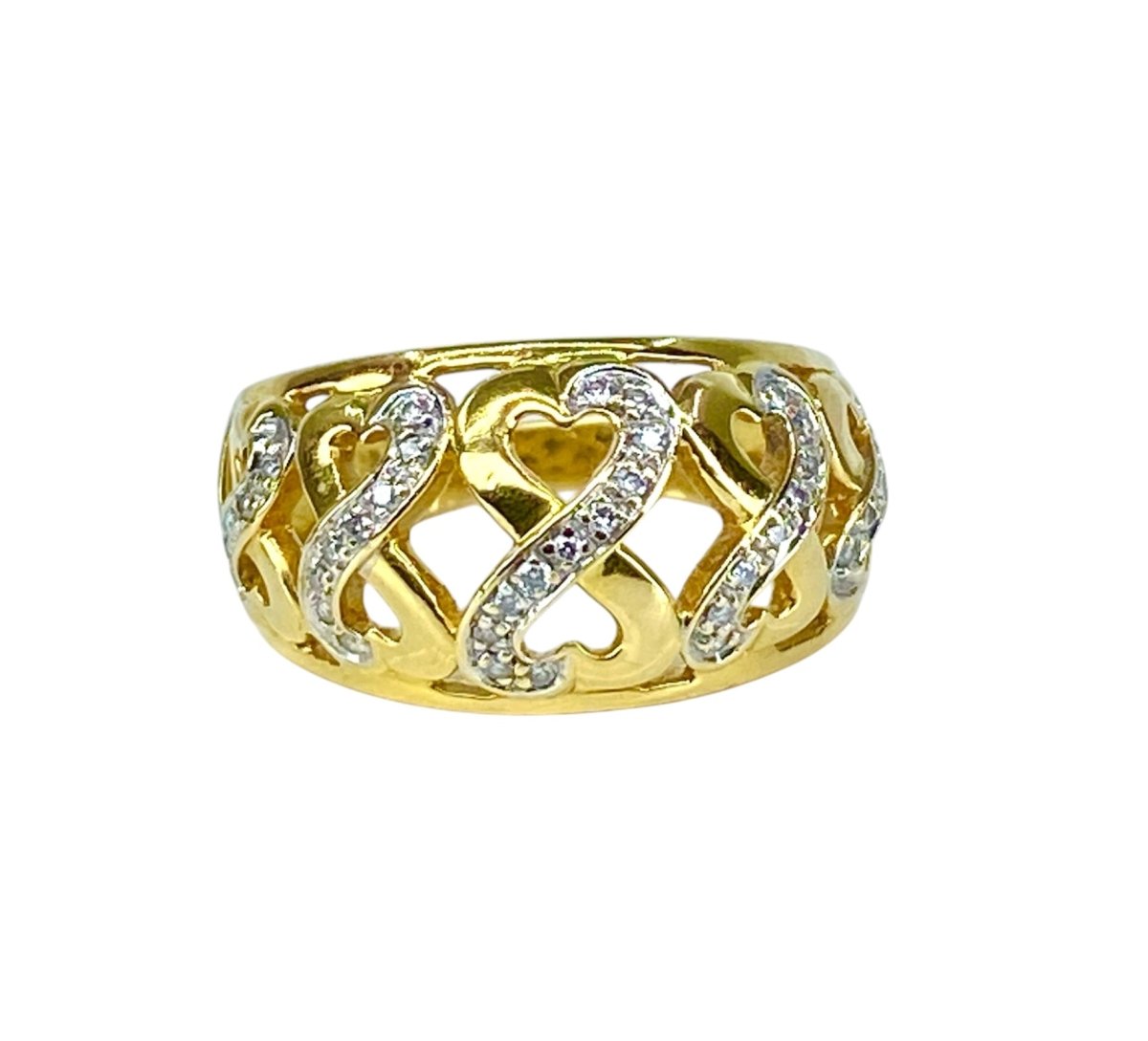 Bague "Coeurs" en or jaune et diamants - Castafiore