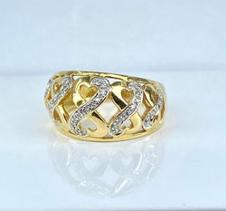 Bague "Coeurs" en or jaune et diamants - Castafiore