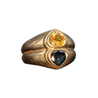 Bague Coeurs en or jaune, saphir jaune et saphir bleu - Castafiore