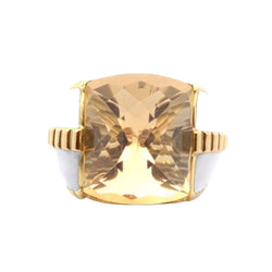 Bague DAVID WEBB Citrine en or jaune et émail - Castafiore