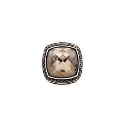 Bague DAVID YURMAN "Albion" en argent quartz fumé et diamants - Castafiore