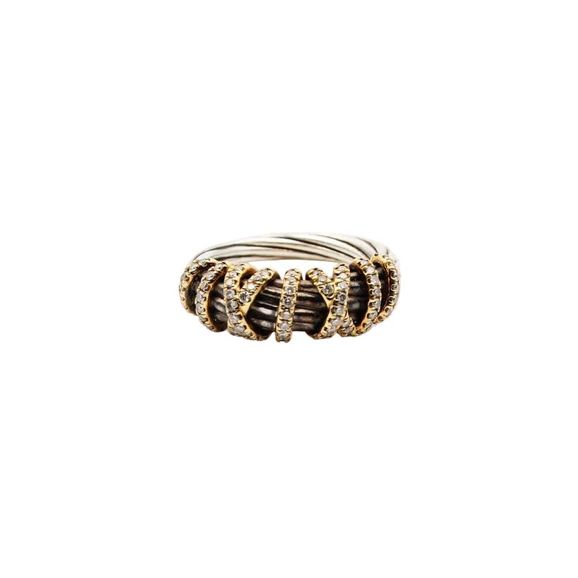 Bague DAVID YURMAN "Helena" en or jaune, argent et diamants - Castafiore