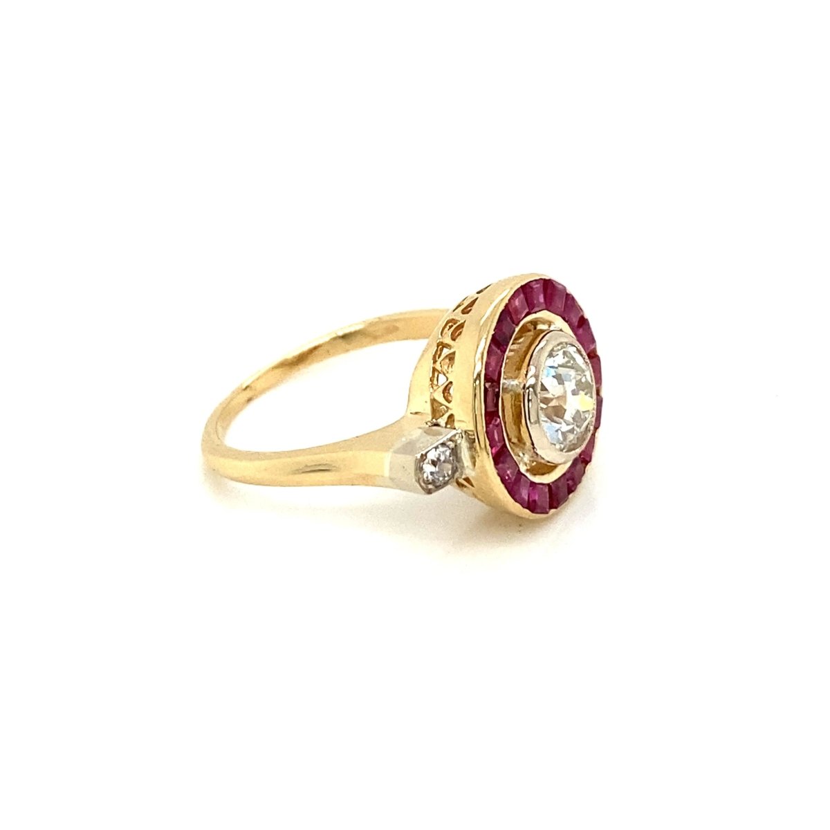 Bague de fiançailles Art déco 1,12 carat diamant rubis - Castafiore