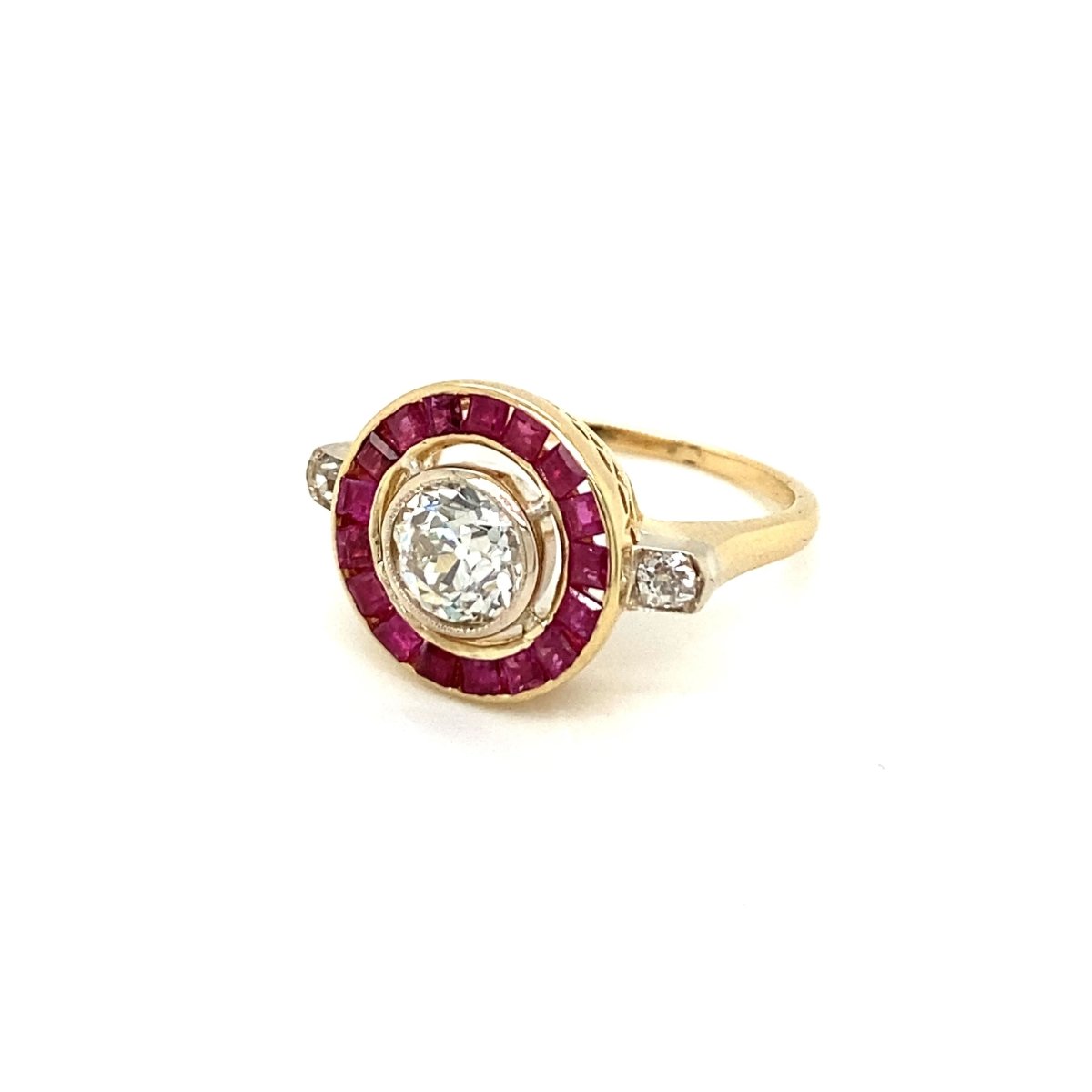 Bague de fiançailles Art déco 1,12 carat diamant rubis - Castafiore