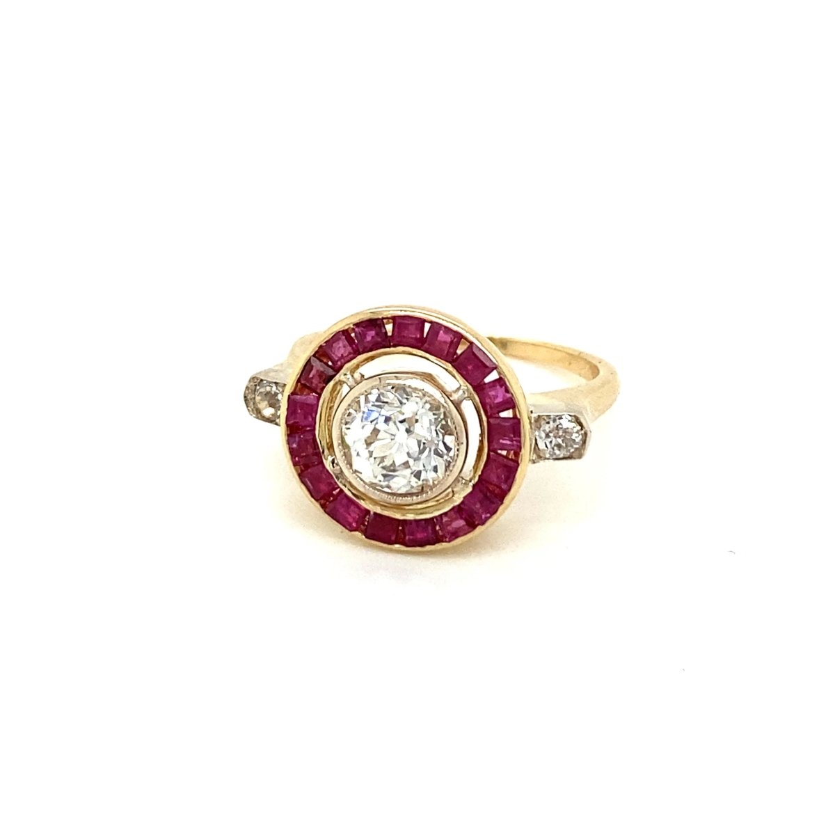 Bague de fiançailles Art déco 1,12 carat diamant rubis - Castafiore