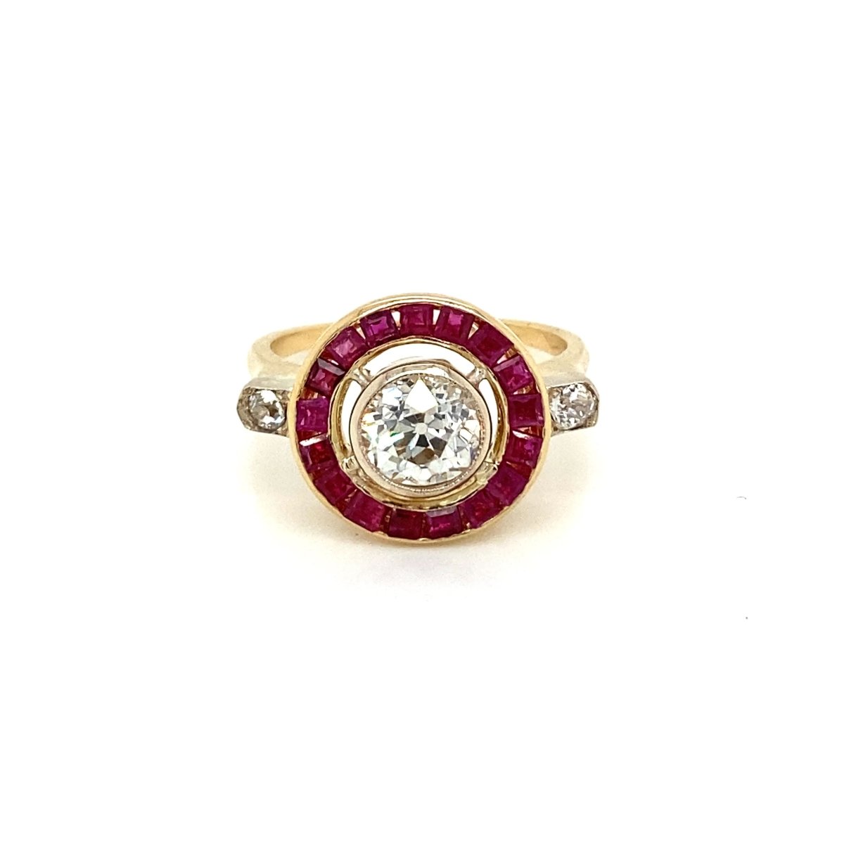 Bague de fiançailles Art déco 1,12 carat diamant rubis - Castafiore