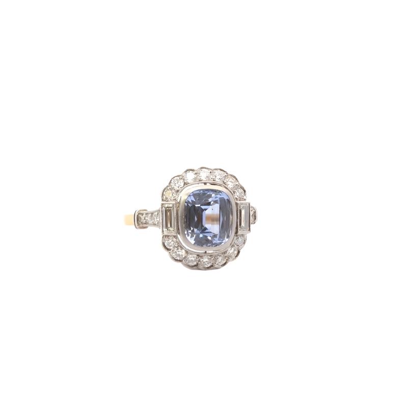 Bague de fiançailles vintage saphir et diamants - Castafiore