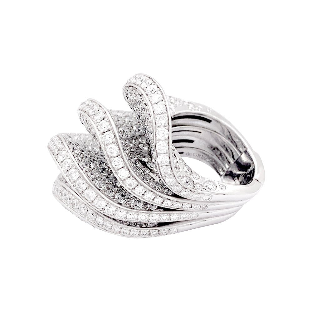 Bague De Grisogono "Onde" en or blanc et diamants - Castafiore