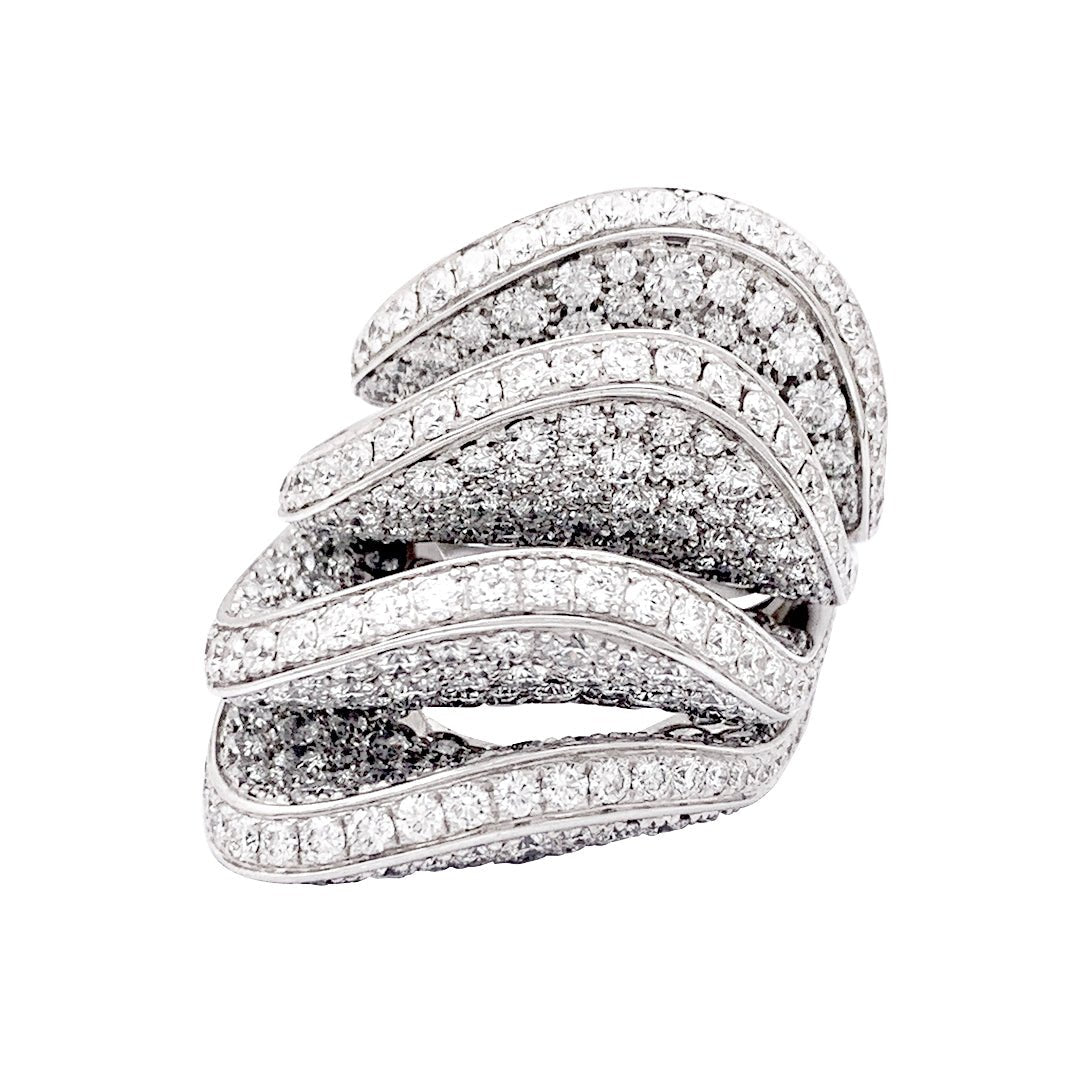 Bague De Grisogono "Onde" en or blanc et diamants - Castafiore