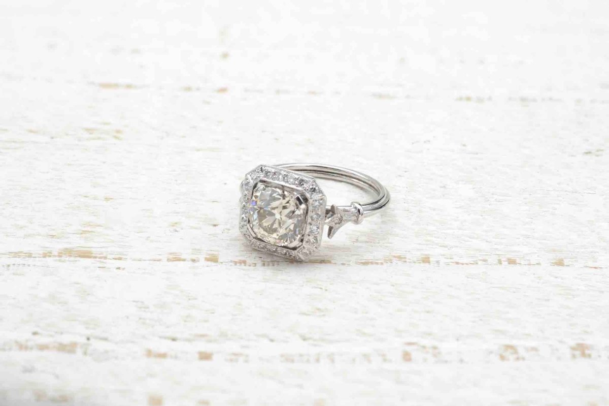Bague de style Art Déco diamant en platine - Castafiore