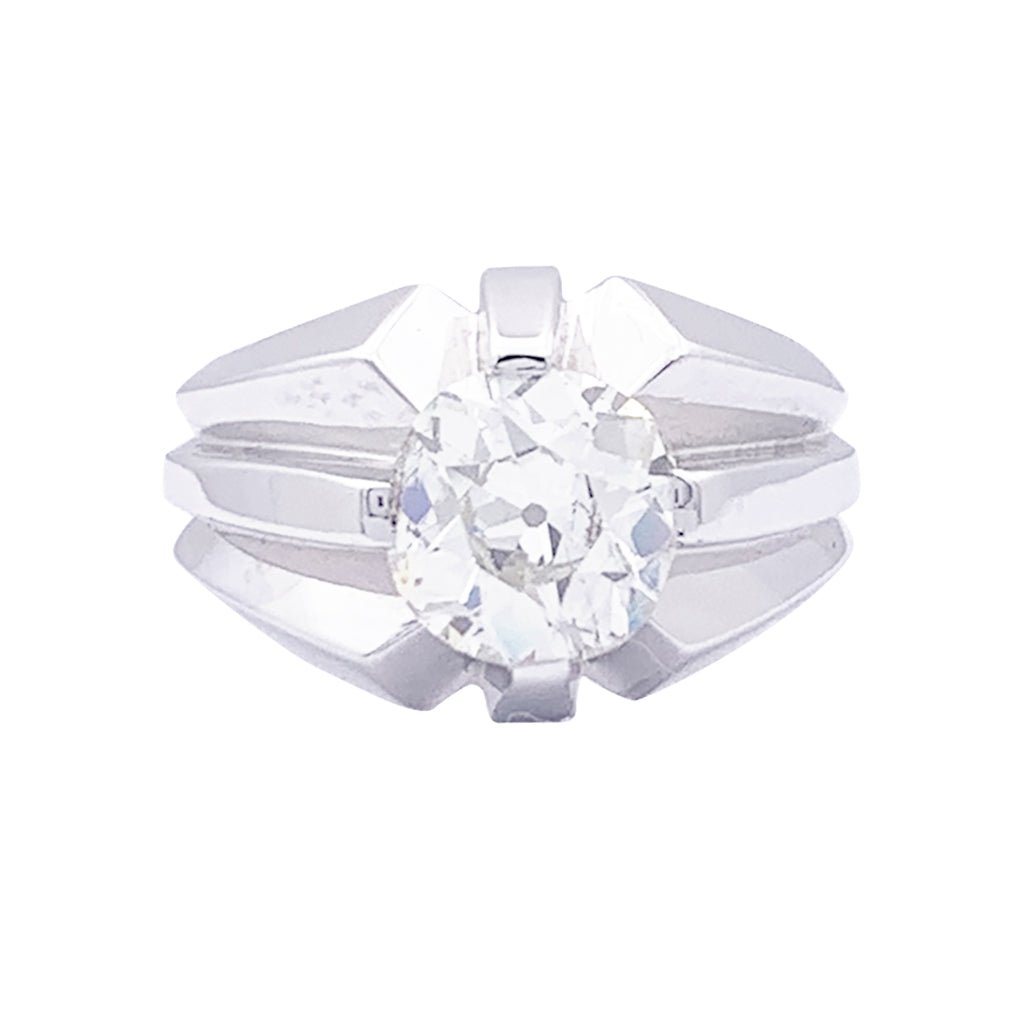 Bague de style Art Déco en or blanc, diamant. - Castafiore