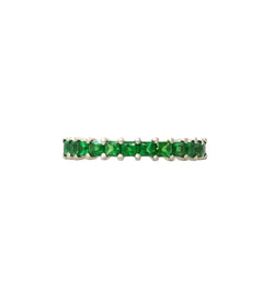 Bague Demi alliance en or blanc grenats tsavorites - Castafiore