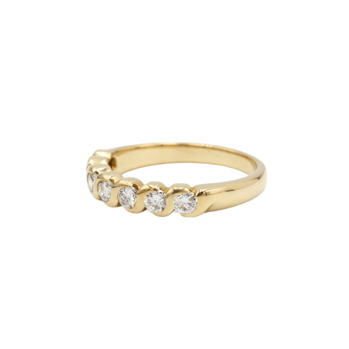 Bague Demi - Alliance en or jaune et diamants - Castafiore