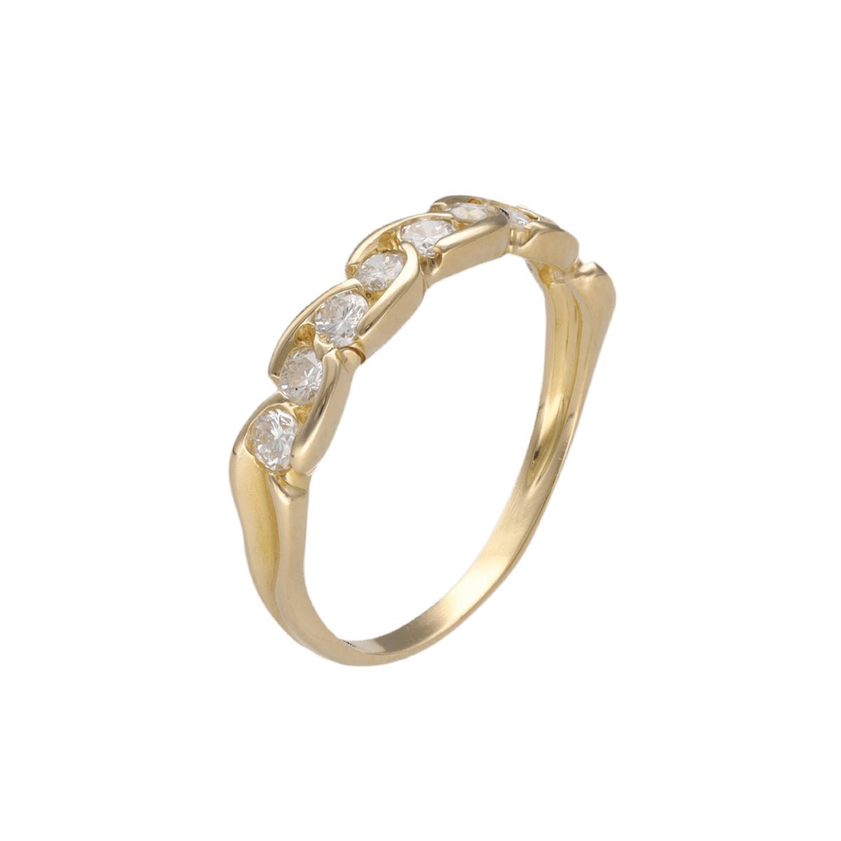 Bague Demi - alliance en or jaune et diamants - Castafiore