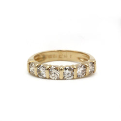 Bague demi - alliance en or jaune et diamants - Castafiore