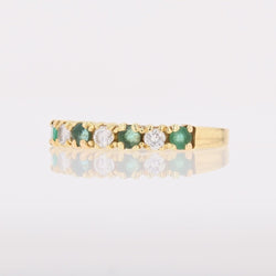 Half emerald wedding band diamonds yellow gold