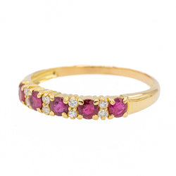 Bague Demi alliance en or jaune et rubis - Castafiore