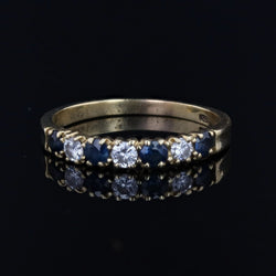 Half sapphire wedding rings diamonds yellow gold