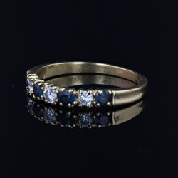 Half sapphire wedding rings diamonds yellow gold