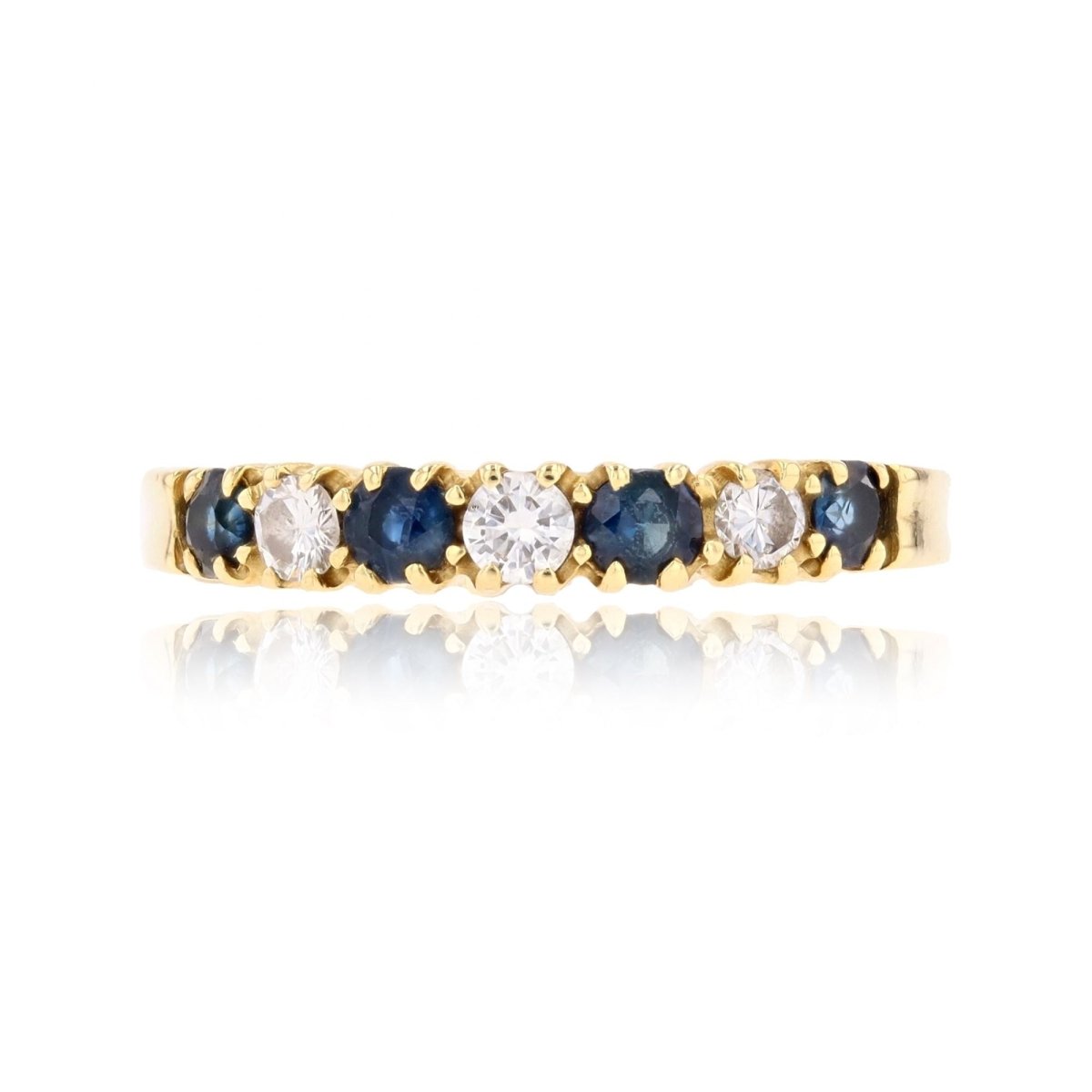 Half sapphire wedding rings diamonds yellow gold