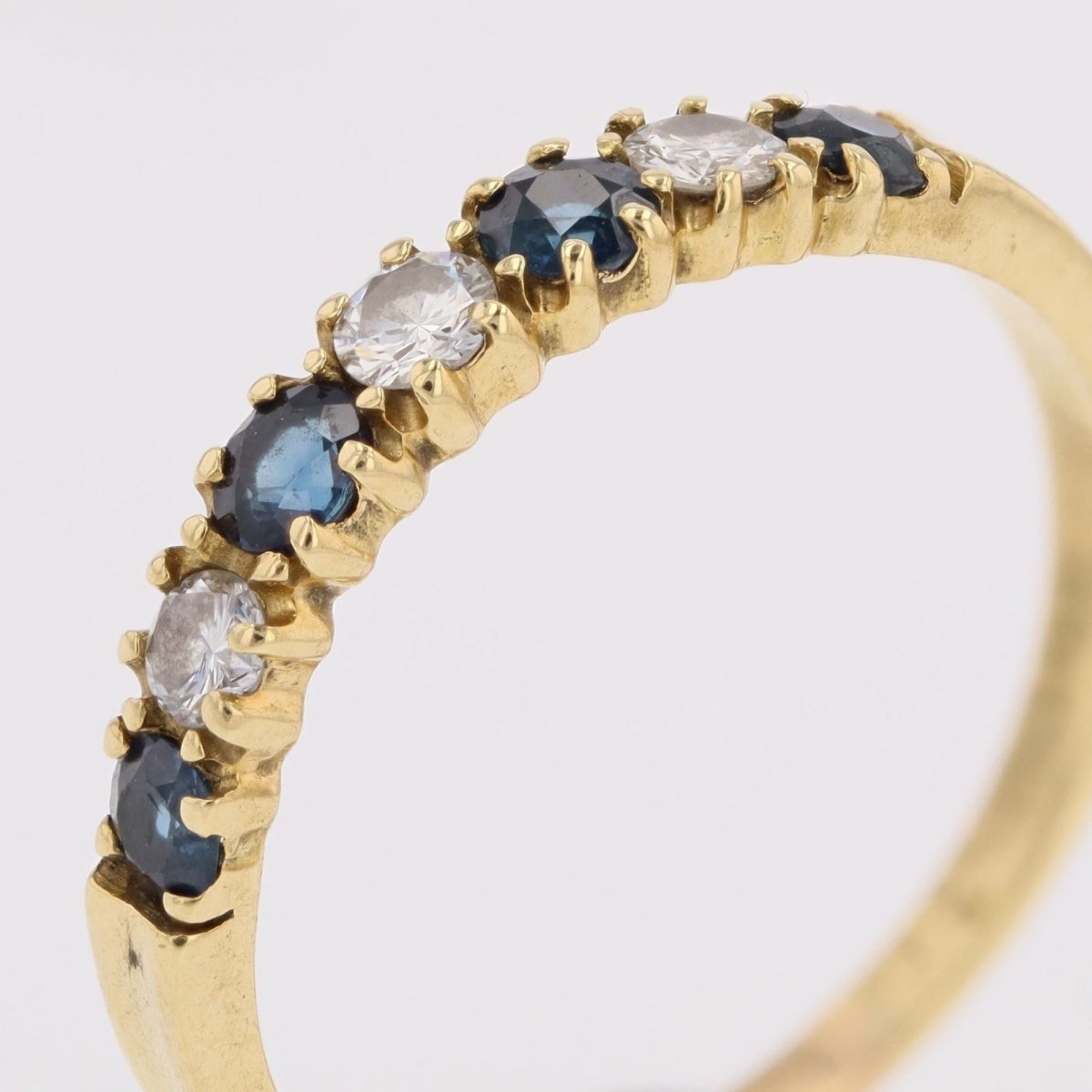 Half sapphire wedding rings diamonds yellow gold