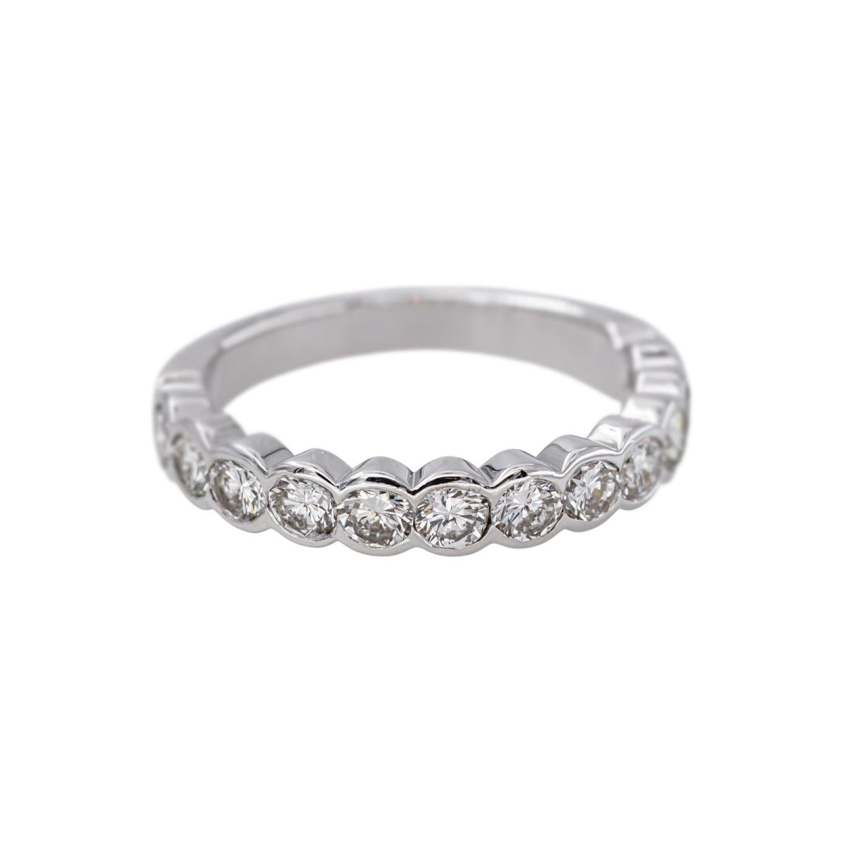 Bague Demi-alliance Or blanc Diamant - Castafiore