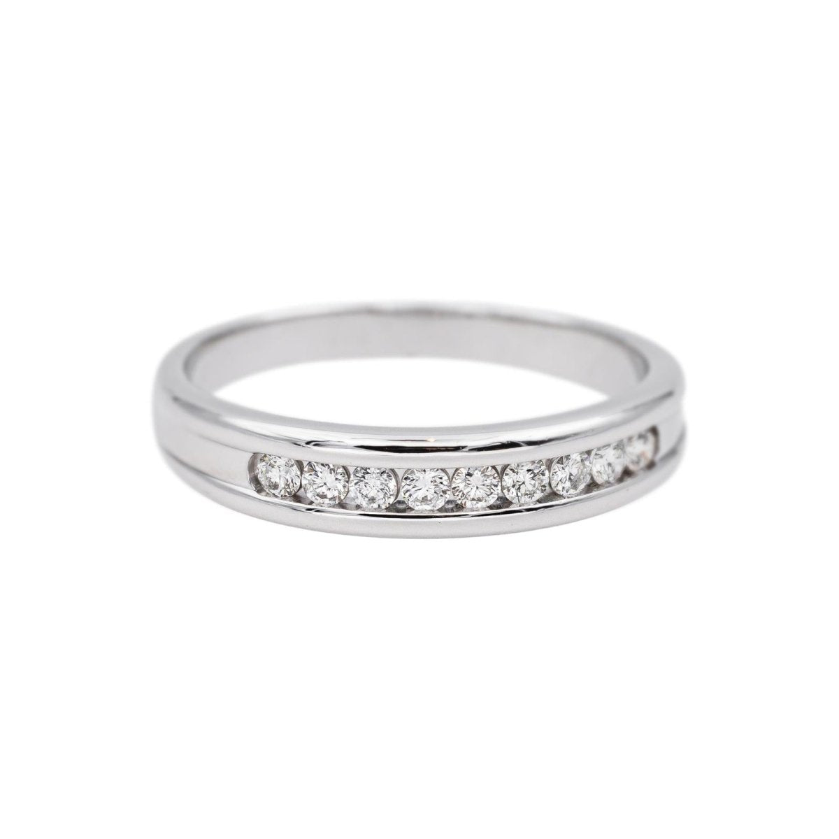 Bague Demi - alliance Or blanc Diamant - Castafiore