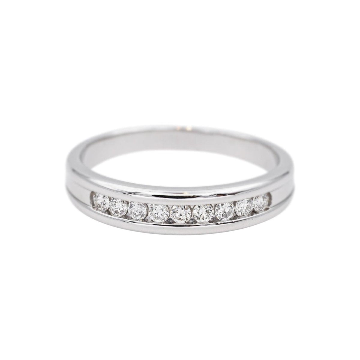Bague Demi - alliance Or blanc Diamant - Castafiore
