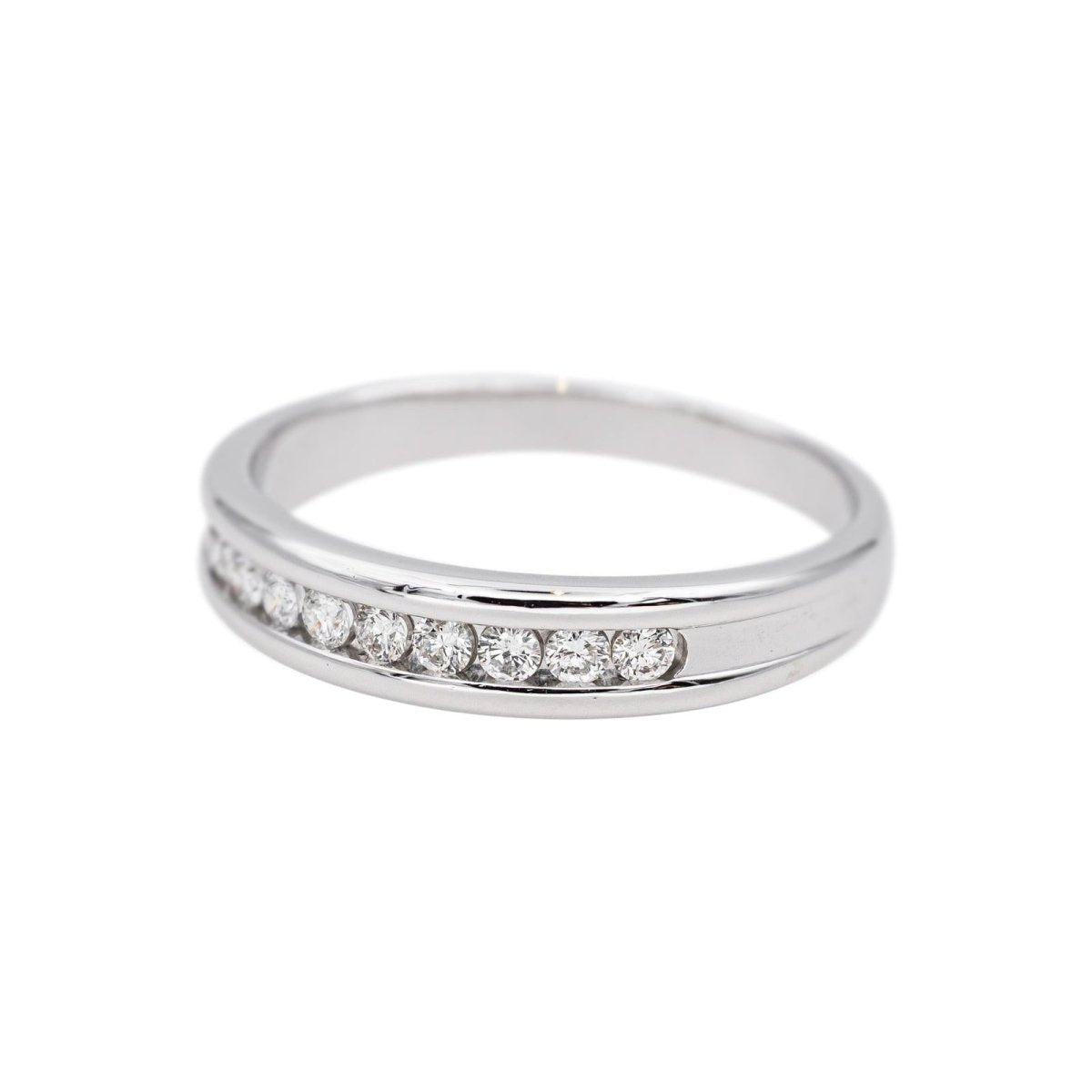 Bague Demi - alliance Or blanc Diamant - Castafiore