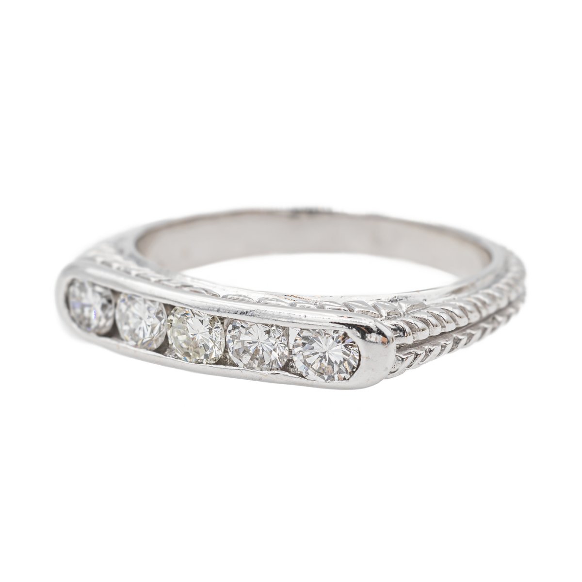 Bague Demi alliance Or blanc Diamant - Castafiore