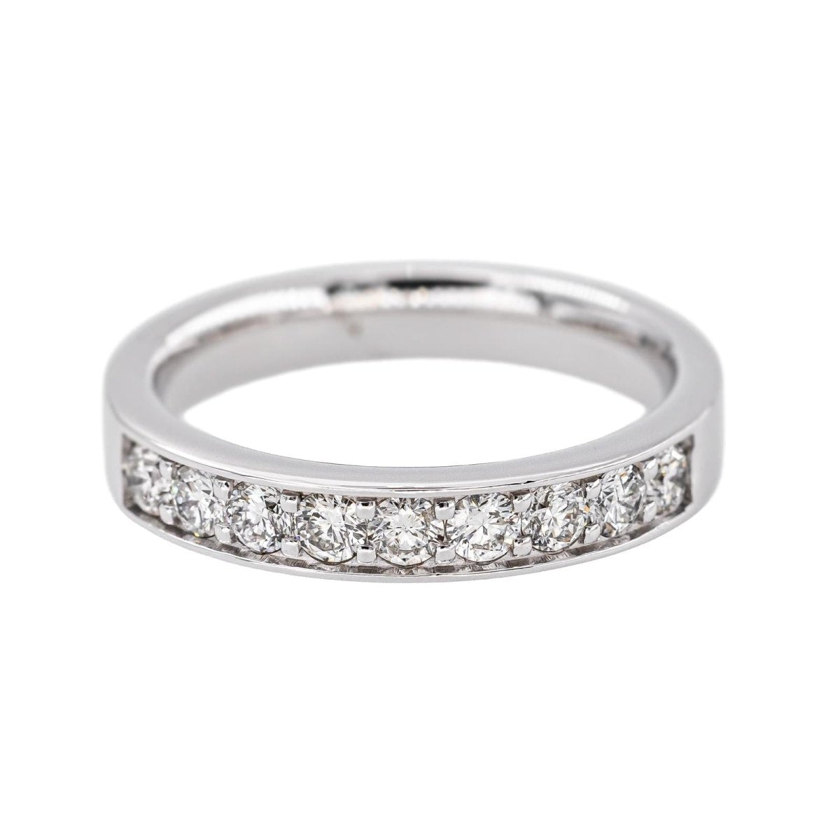 Bague Demi-alliance Or blanc Diamant - Castafiore