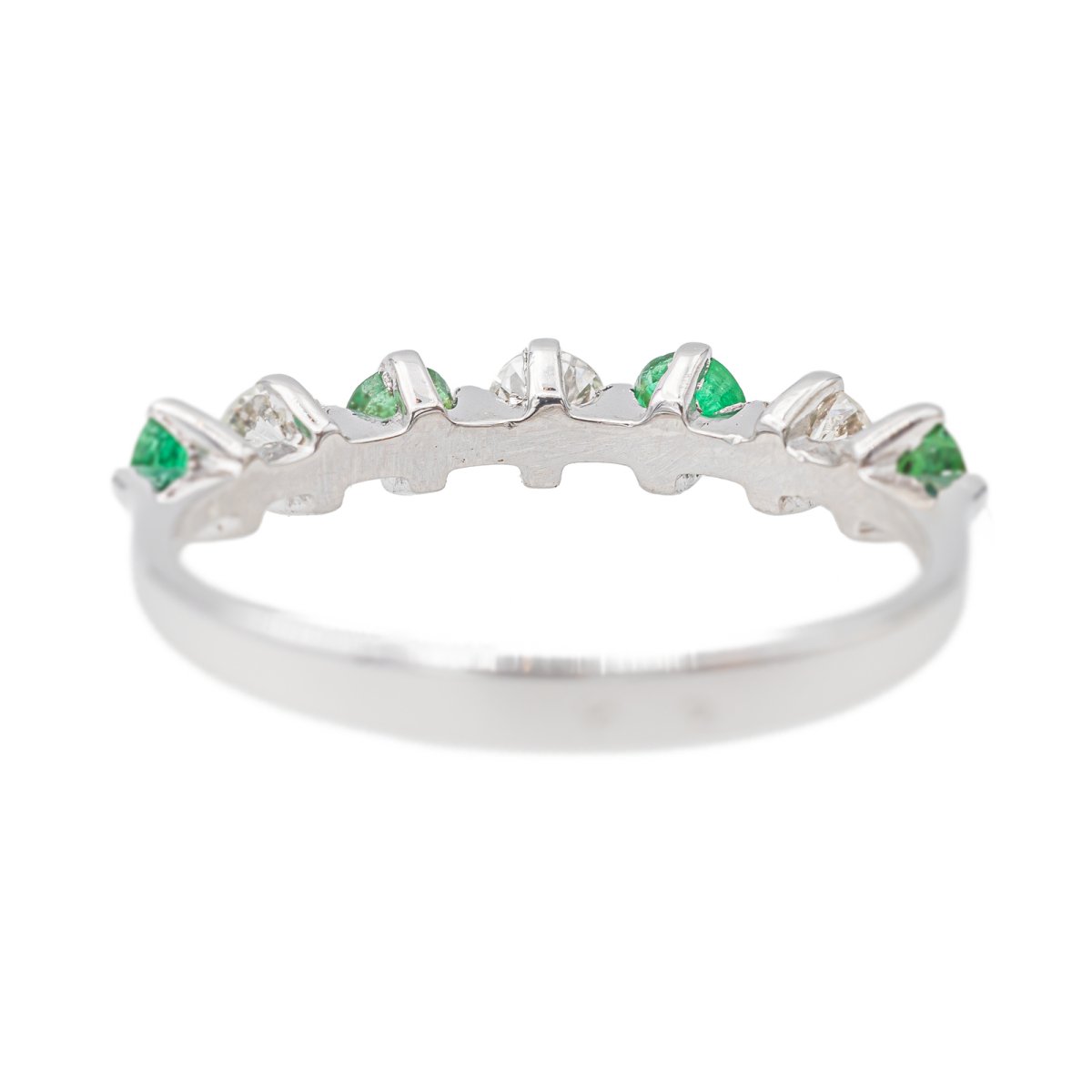 Bague Demi - alliance Or blanc Emeraude - Castafiore