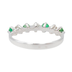 Bague Demi - alliance Or blanc Emeraude - Castafiore