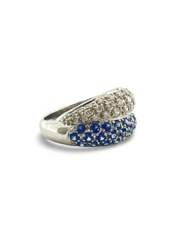 Bague Demi - alliance or blanc saphirs et diamants - Castafiore